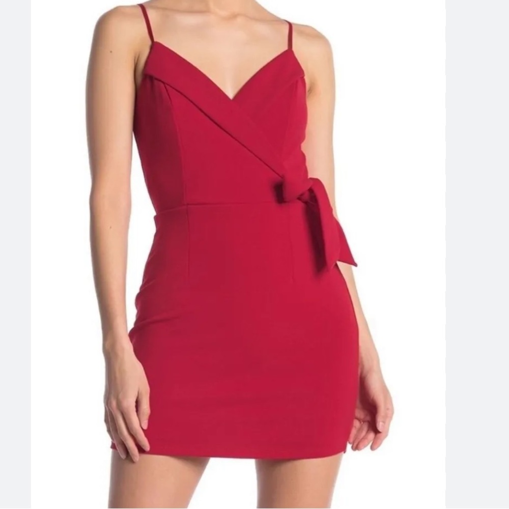 Row A Spaghetti Strap Faux Wrap Mini Dress